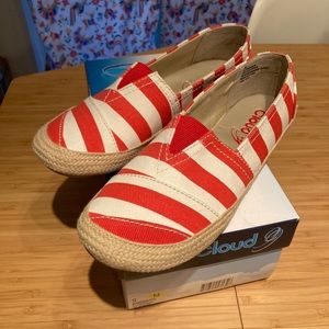 Red/cream Striped Espadrilles - Slip-ons Cloud 9